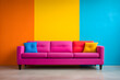 Colorful armchair on colorful wall trendy living room interior concept