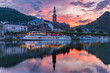 Awesome sunset in Cochem, beautiful historical town on romantic Moselle river, Germany