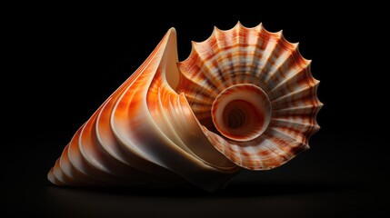 Very nice special sea snail and shell house. Isolated on black background. Generative AI