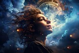 Fototapeta Niebo - Inny wymiar umysłu podczas fantastycznych snów i snów na jawie przedstawiona na magicznym obrazie we wszechświecie między wymiarowym.  