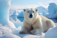 Arctic Sentinel: Lone Polar Bear Watch. Generative AI
