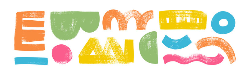 Poster - Colorful abstract geometric shapes and bold doodle lines collection.