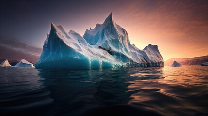 Wall Mural - A massive iceberg floats in the ocean