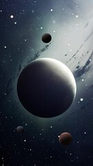 Wall Mural - A cosmic animation featuring rotating planets, stars, and cosmic dust.