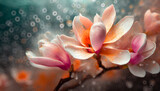 Fototapeta Kwiaty - Kwiaty wiosenne akrylowe, kwitnąca magnolia