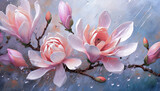 Fototapeta Fototapeta w kwiaty na ścianę - Kwiaty wiosenne akrylowe, kwitnąca magnolia