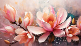 Fototapeta Kwiaty - Kwiaty wiosenne akrylowe, kwitnąca magnolia