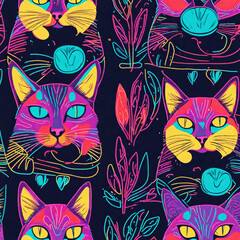 Naklejka na meble seamless pattern with cats