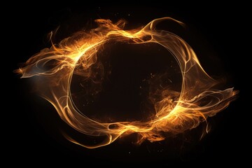 Poster - A ring of fire burning brightly against a dark black background. Perfect for adding an element of danger and excitement to any project or design