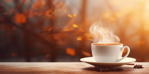 Poster - A cup of coffee with steam rising out of it. Perfect for coffee shop menus and advertisements