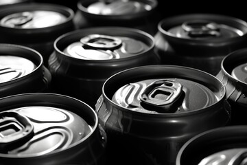 Aufkleber - A close up photograph of a bunch of soda cans. Perfect for advertising, beverage industry, or recycling concepts
