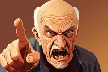 Poster - An old man pointing his finger directly at the camera. Suitable for various uses