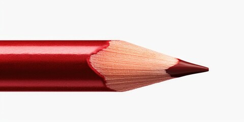 Poster - A close up view of a red pencil on a plain white background. This image can be used for various purposes