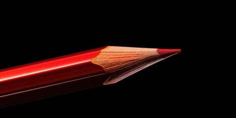 Wall Mural - A close-up view of a red pencil on a black background. This image can be used for various purposes