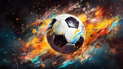 Poster - A soccer ball flying through the air. Suitable for sports-themed designs