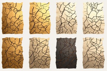 Poster - A set of six pieces of paper with cracks. Perfect for adding a vintage or distressed look to your designs