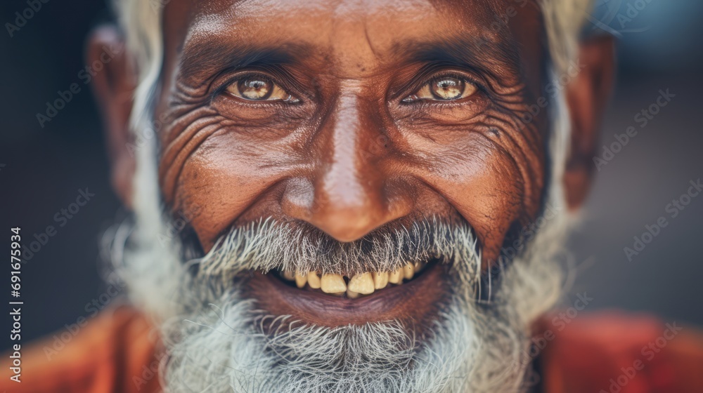 An old Indian man with a beard and white hair. Stock Photo | Adobe Stock