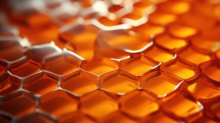 Wall Mural -  a close up of an orange hexagonal object with a blurry background of hexagonal hexagonals on the surface of the hexagonal hexagonals.