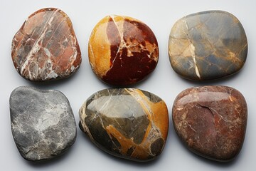 Poster - A group of rocks sitting on top of a white surface. Can be used as a background or for natural elements