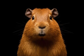 Canvas Print - A close up view of a brown animal on a black background. This image can be used for various purposes