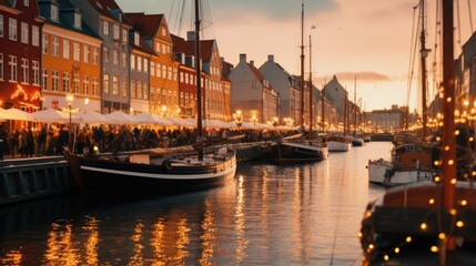 Poster - A group of boats sitting next to each other on a body of water. Suitable for various water-related themes