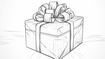 Poster - A simple and elegant drawing of a gift box with a bow. Perfect for various occasions and celebrations