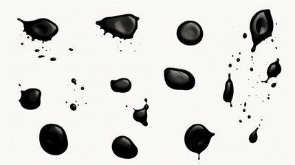 Canvas Print - Drops of black liquid on a white surface. Suitable for various uses