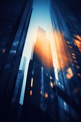 Poster - Sunlight streaming through the windows of a tall building. Suitable for architectural, interior design, or urban-themed projects