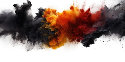 Canvas Print - A vibrant cloud of red and black smoke against a clean white background. Perfect for adding a dramatic touch to your designs or presentations