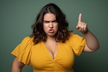 Aufkleber - A woman wearing a yellow dress making a funny expression. Perfect for adding a touch of humor to any project