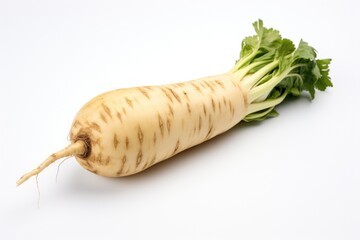 Poster - A detailed view of a carrot on a clean white surface. This image can be used in various contexts, such as cooking, healthy eating, nutrition, or farming