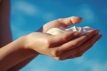 Poster - A person holding a white object. Can be used for various purposes