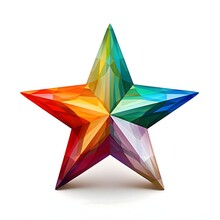 Colorful Rainbow 3D Crystal Star Isolated On A White Background. The Christmas Star As A Symbol Of The Birth Of The Savior.