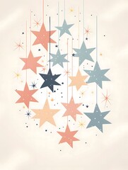 Wall Mural - Colorful stars on strings. The Christmas star as a symbol of the birth of the savior.