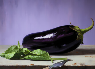 eggplants on a wooden board