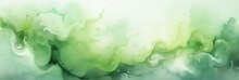Banner Pastel Watercolor Green Smoke Abstract Solid Background, Abstract Geometric Form Liquid Splatter Texture