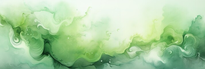 Wall Mural - banner pastel watercolor green smoke abstract solid background, abstract geometric form liquid splat