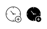 Fototapeta  - Plus hours icon set. vector illustration
