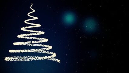 Poster - Abstract, spiral Christmass tree with falling up snowflakes and flashing lights on dark blue background, winter holidays symbol. Neon Christmass tree, Happy New Year, Merry Christmass concept.