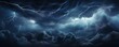 Vector realistic stormy clouds with lightning effects isolated on dark background 