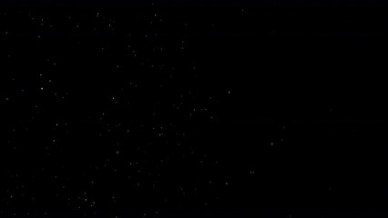 Wall Mural - Huge falling VFX dust particles Floating On Black Background. Dynamic Dust Particles Randomly Float In Space. Shimmering Glittering Dust Particles