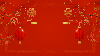 Red and gold vector elegant chinese lunar year design. Happy Chinese new year background. 2024. Year of the Dragon.