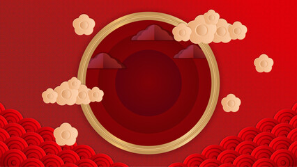 red and gold vector modern chinese background design illustration. happy chinese new year background