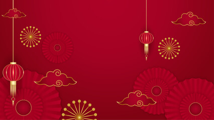 Wall Mural - Red and gold vector gradient chinese new year background. Happy Chinese new year background for poster, banner, flyer, greeting card, and sale