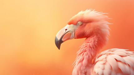  flamingo bird   portrait in the color of the year  peach fuzz 2024  