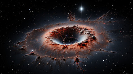 Wall Mural - black hole, illustration of a multicolored singularity in outer space abstract fictional bright cosm