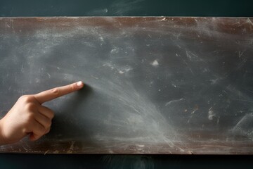 Close-up of hands on blackboard.