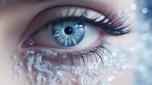 Macro Eye, Winter Vision, Frost On Eyelashes Winter Makeup