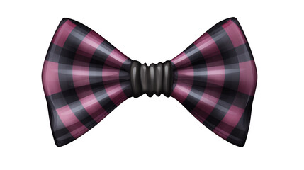 Wall Mural - Vibrant Pink and Black Checked Ribbon necktie: A Gleaming Elegance on a Transparent Background - AI Generative