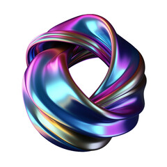Poster - holographic flowing iridescent colored foil or shape on transparent background. generative ai